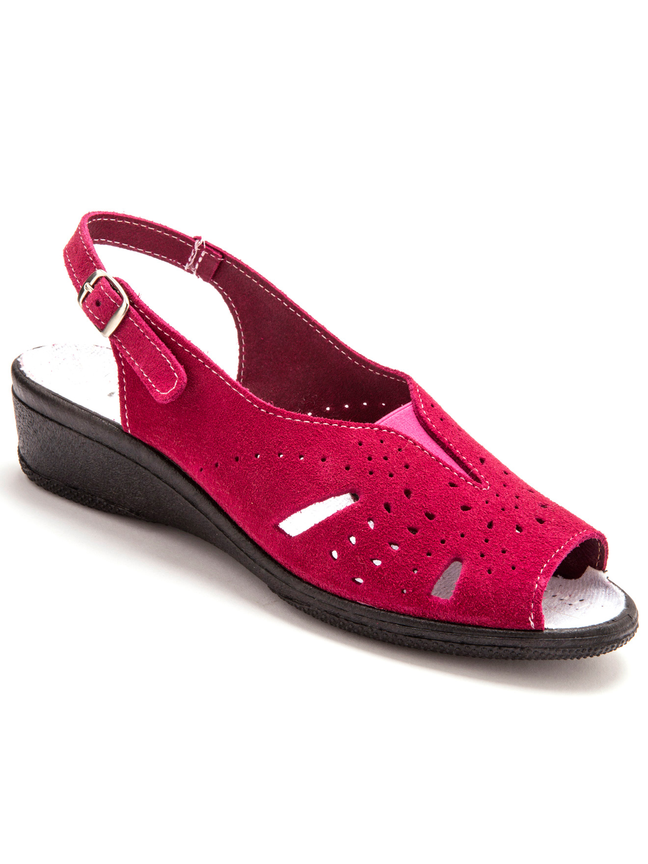 Sandales cuir velours grande largeur