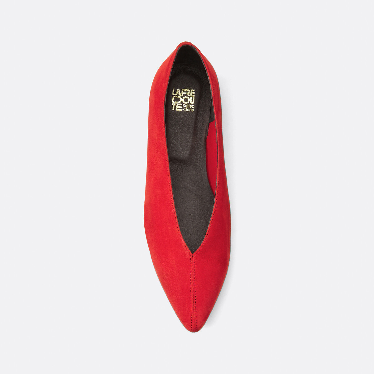 COLEÇÕES LA REDOUTE<br>Sapatilhas de ballet com bico fino e salto baixo, em couro