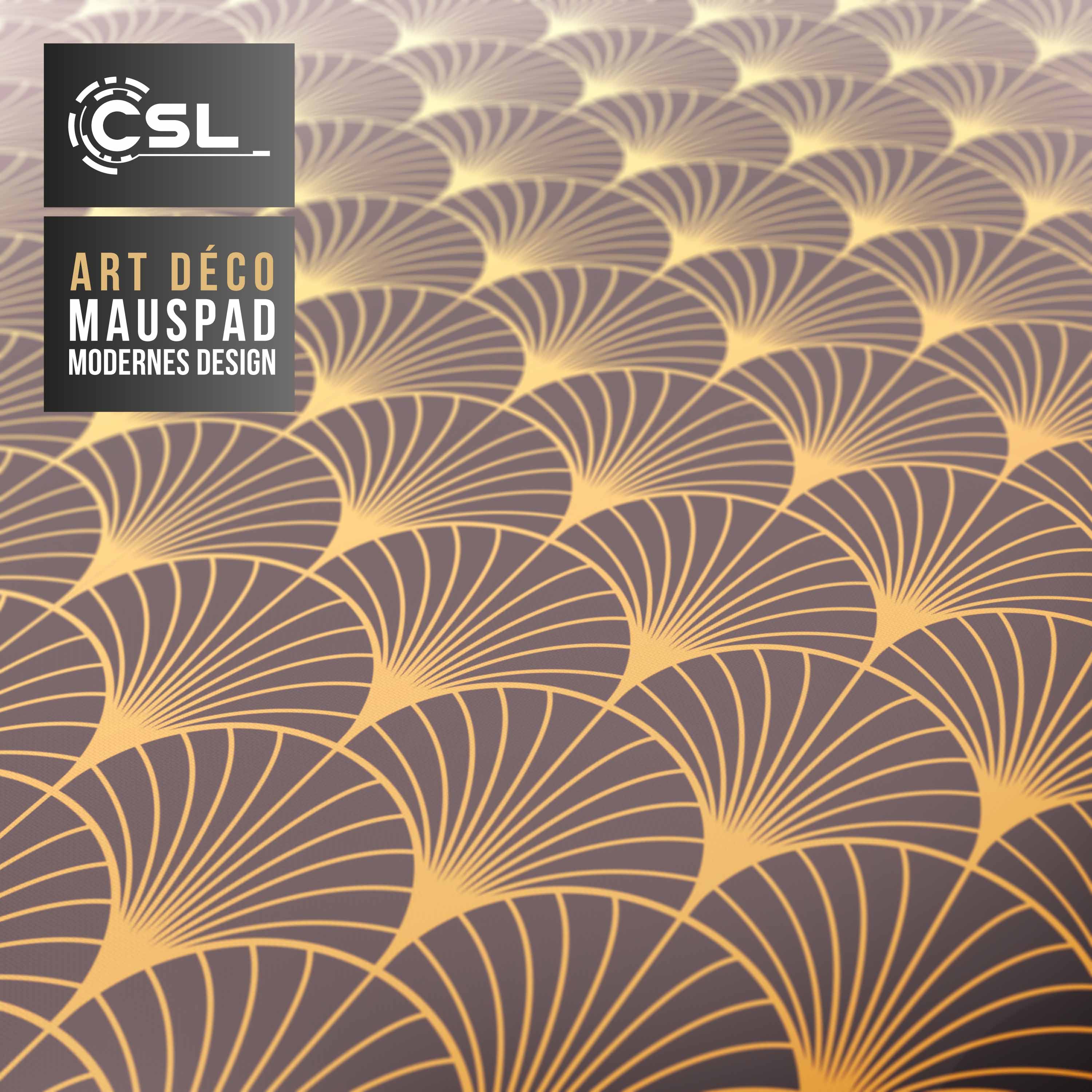 CSL Gaming Mauspad, XXL Schreibtischunterlage 900 x 400mm mit gewebter Microfastertextur, Art Deco
