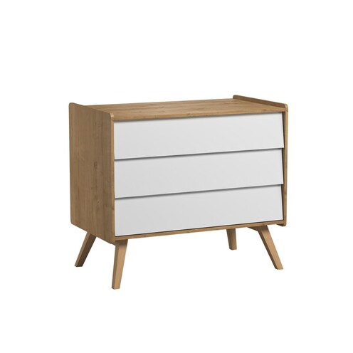 Chambre DUO VINTAGE lit 60x120 Bois commode Bois Blanc - VOX