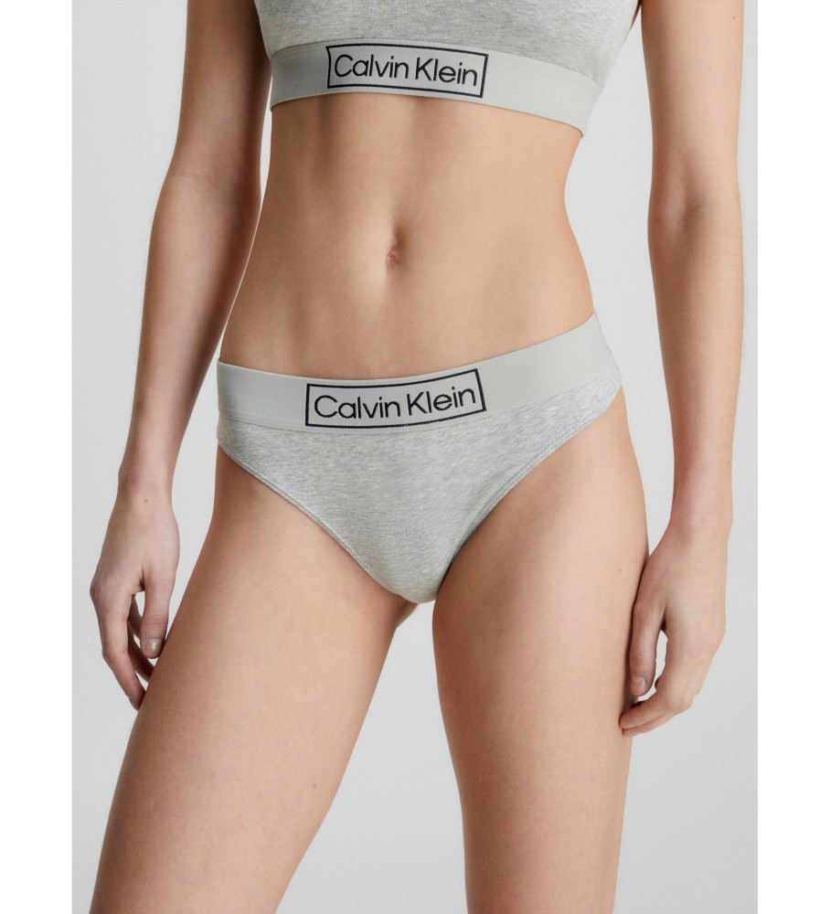 Calcinha fio dental Calvin Klein Reimagined Heritage cinza