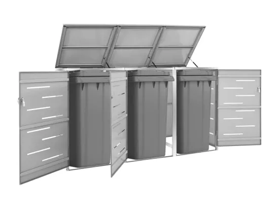 Abri pour trois poubelles 207x77,5x112,5 cm Inox