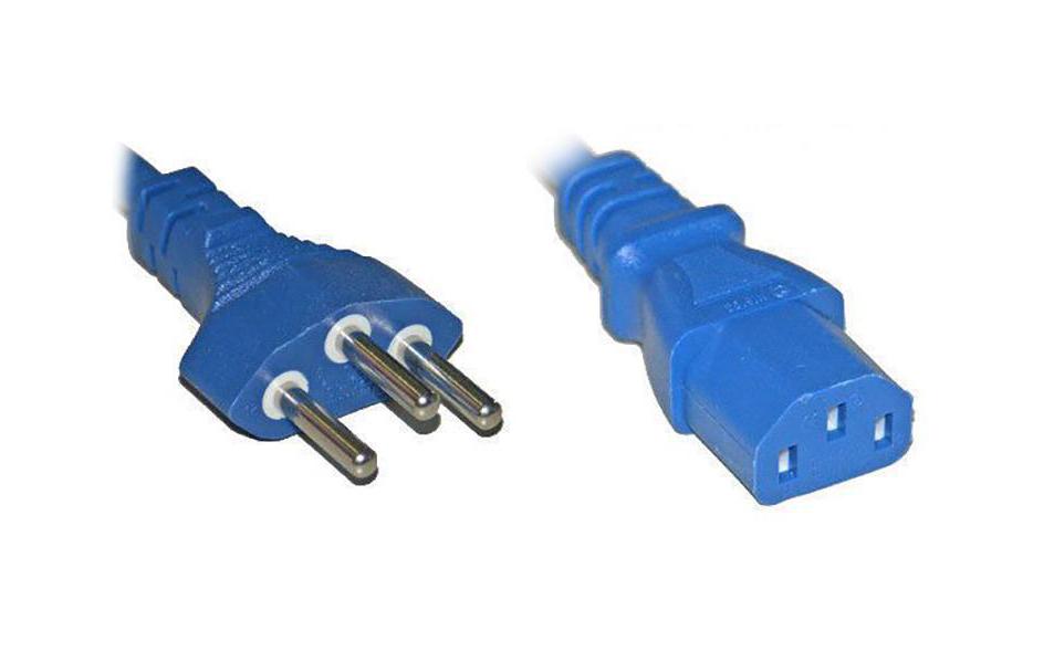 Netzkabel 2 m C13-T12T12 auf C13, 250V, 0,5 m, blau