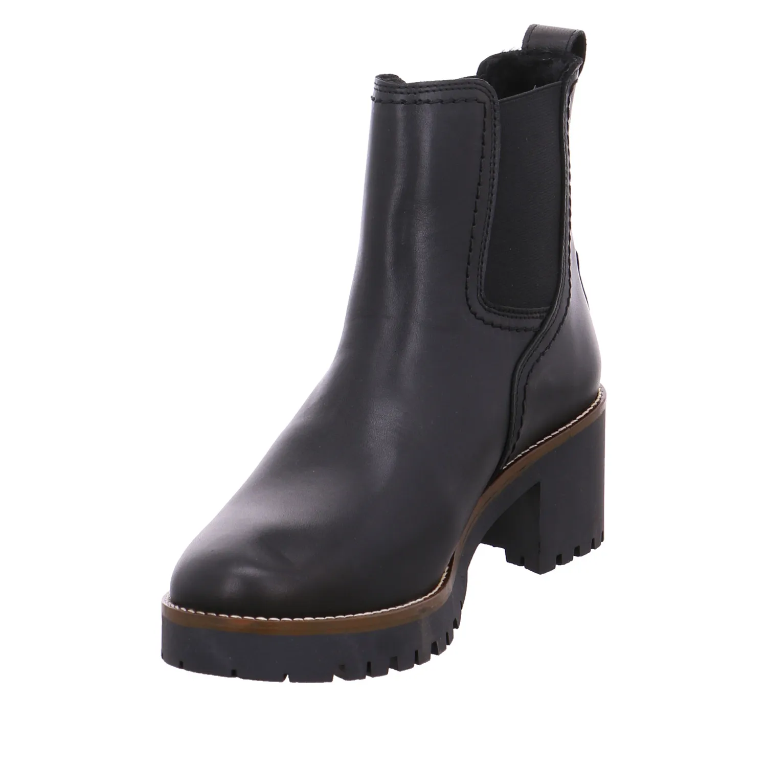 SCHUHENGEL Stiefelette Schwarz Leder  mit Lammfellfutter