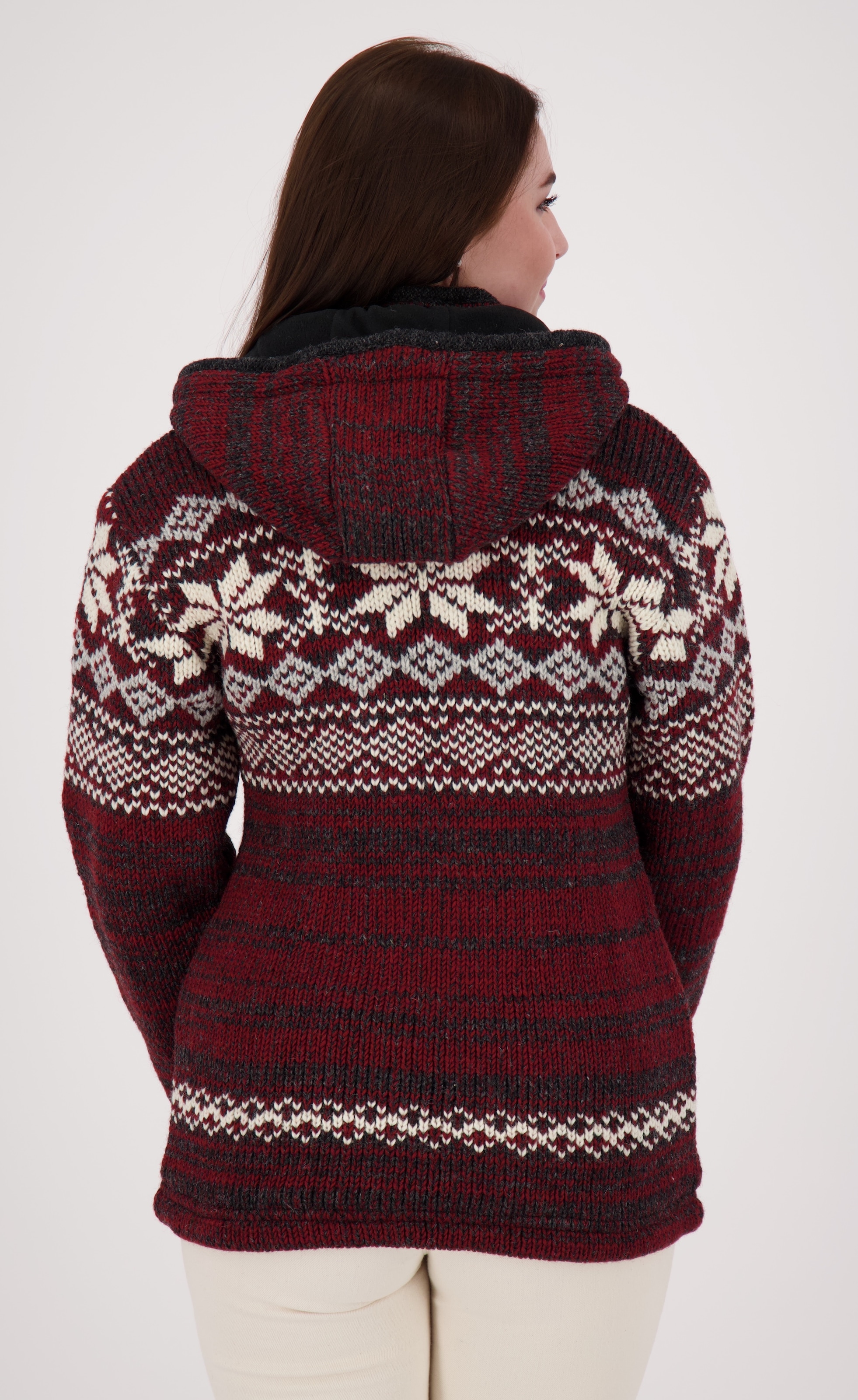 DEPROC Active Strickfleecejacke »ANNAPURNA« mit Kapuze und weichem Fleece gefüttert