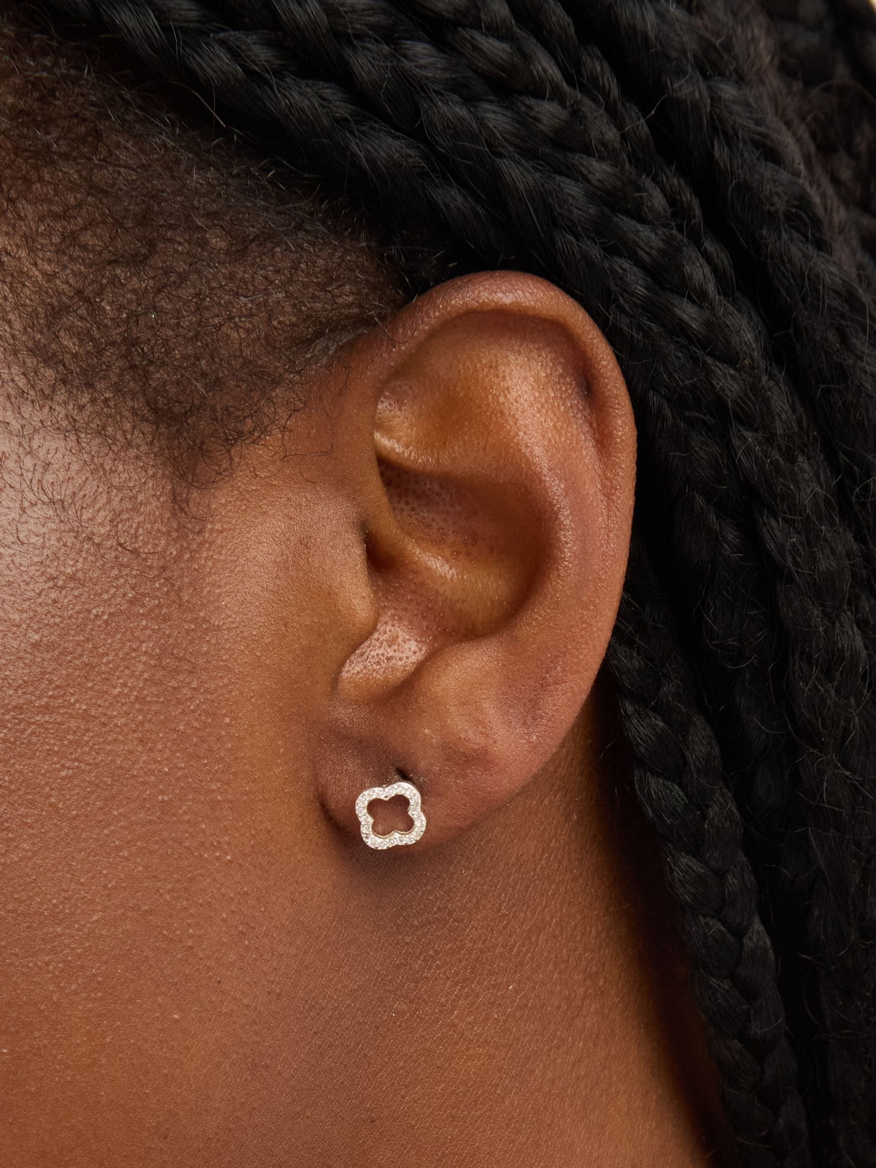 Simply Silver Cubic Zirconia Open Clover Earrings Gift Cracker