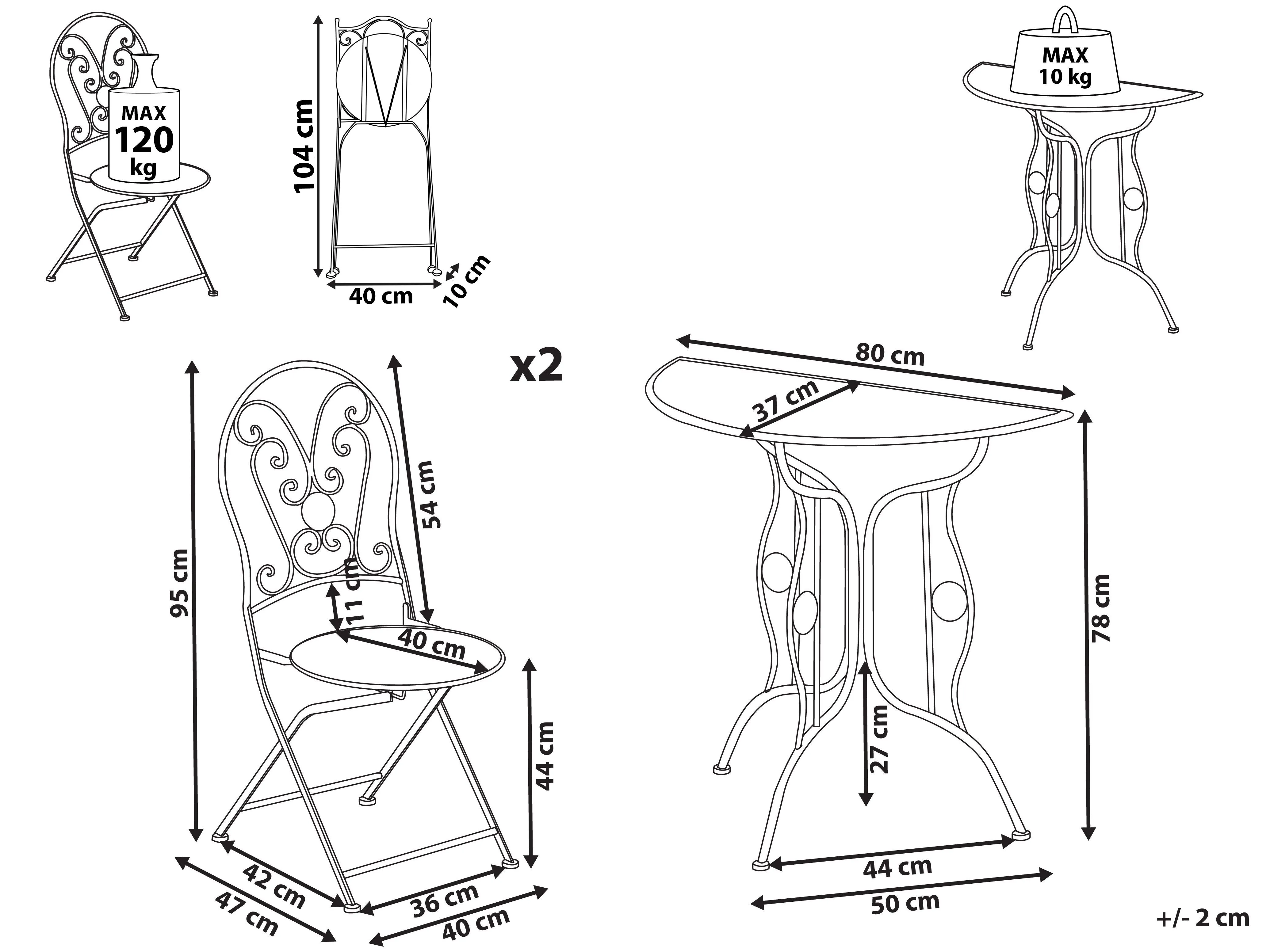 Bistroset inklapbaar COGGIA Metaal Lichtbeige