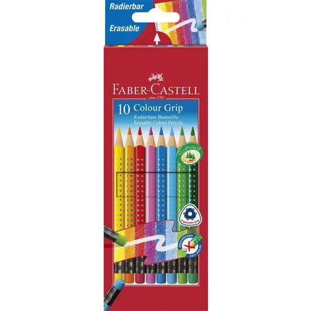 Faber-Castell Buntstift Colour GRIP radierbar 10er Kartonetui