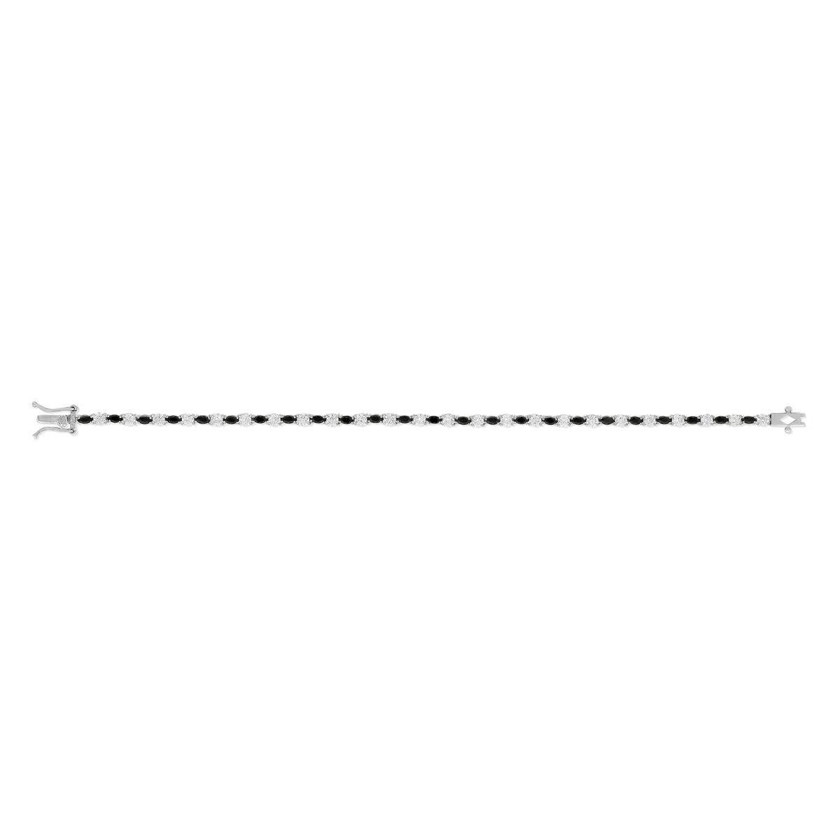 Bracelet argent 925 pierres imitation noires et zirconias 18 cm