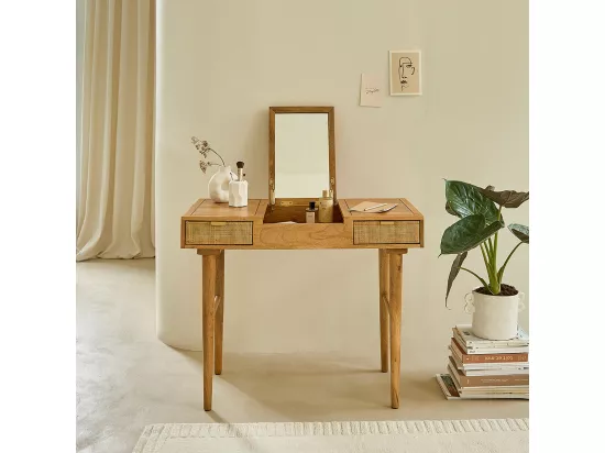 Bureau en manguier massif et cannage