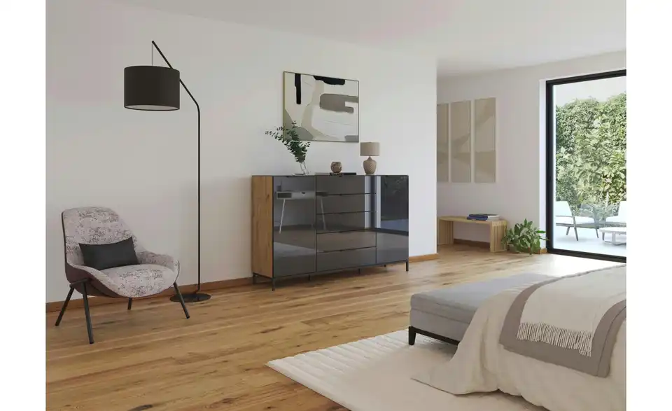 Highboard Graphit 180 cm Eiche Artisan (Nachbildung)