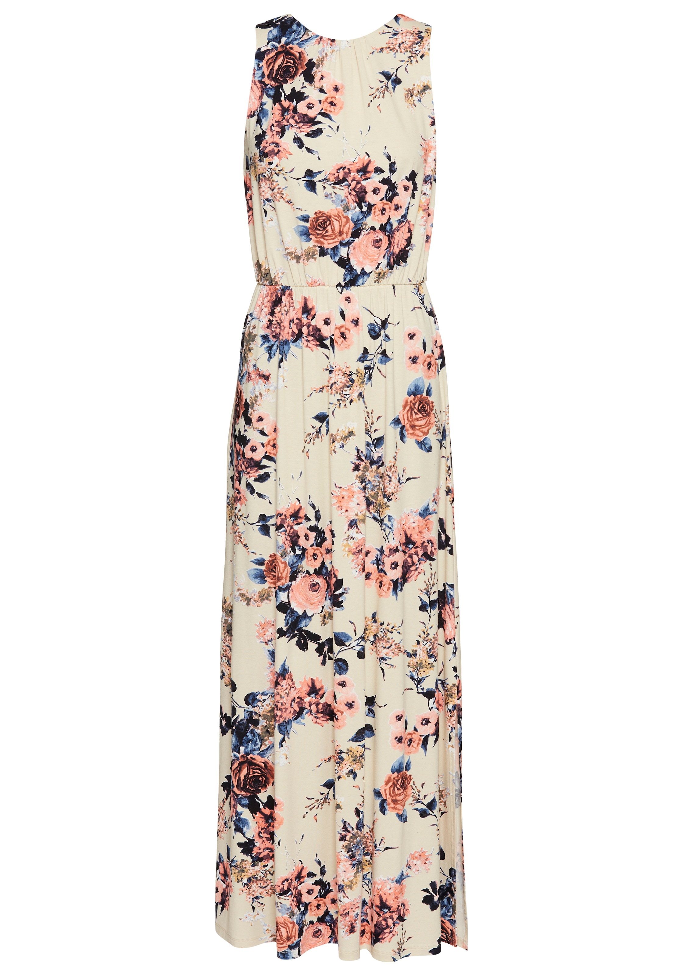 Laura Scott Sommerkleid mit hohem Rundhals vorn und tiefem hinten, Maxikleid