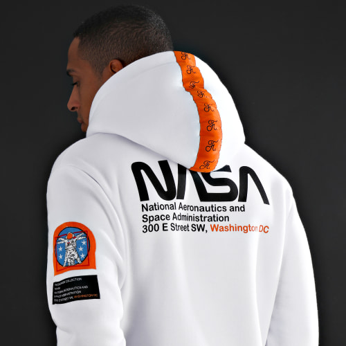 Sweat Capuche Space Exploration Avec Patchs Et Broderie 250 Blanc