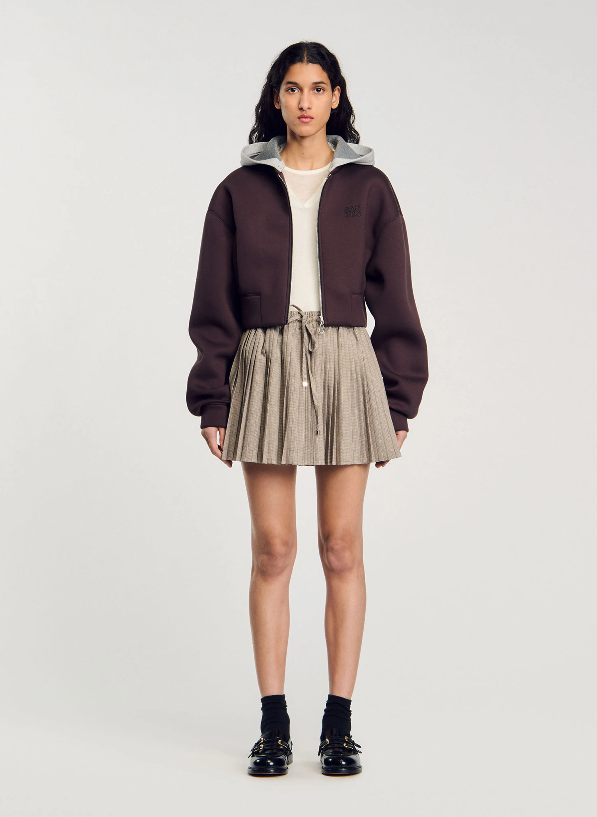 Sweat court zippé à capuche | Rouge