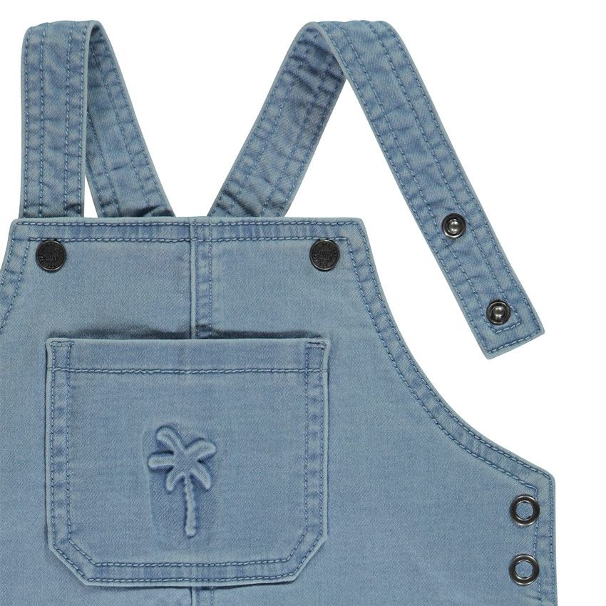 Salopette courte avec palmier en relief pour bébé garçon - Bleu
