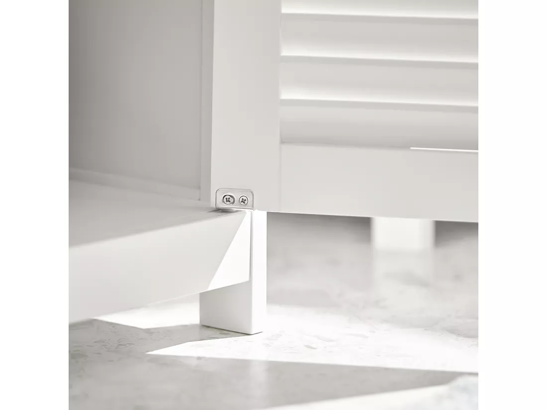 Meuble Sous-Lavabo Meuble de Salle de Bain Vasque - 2 portes et 2 étages -Blanc, FRG237-W