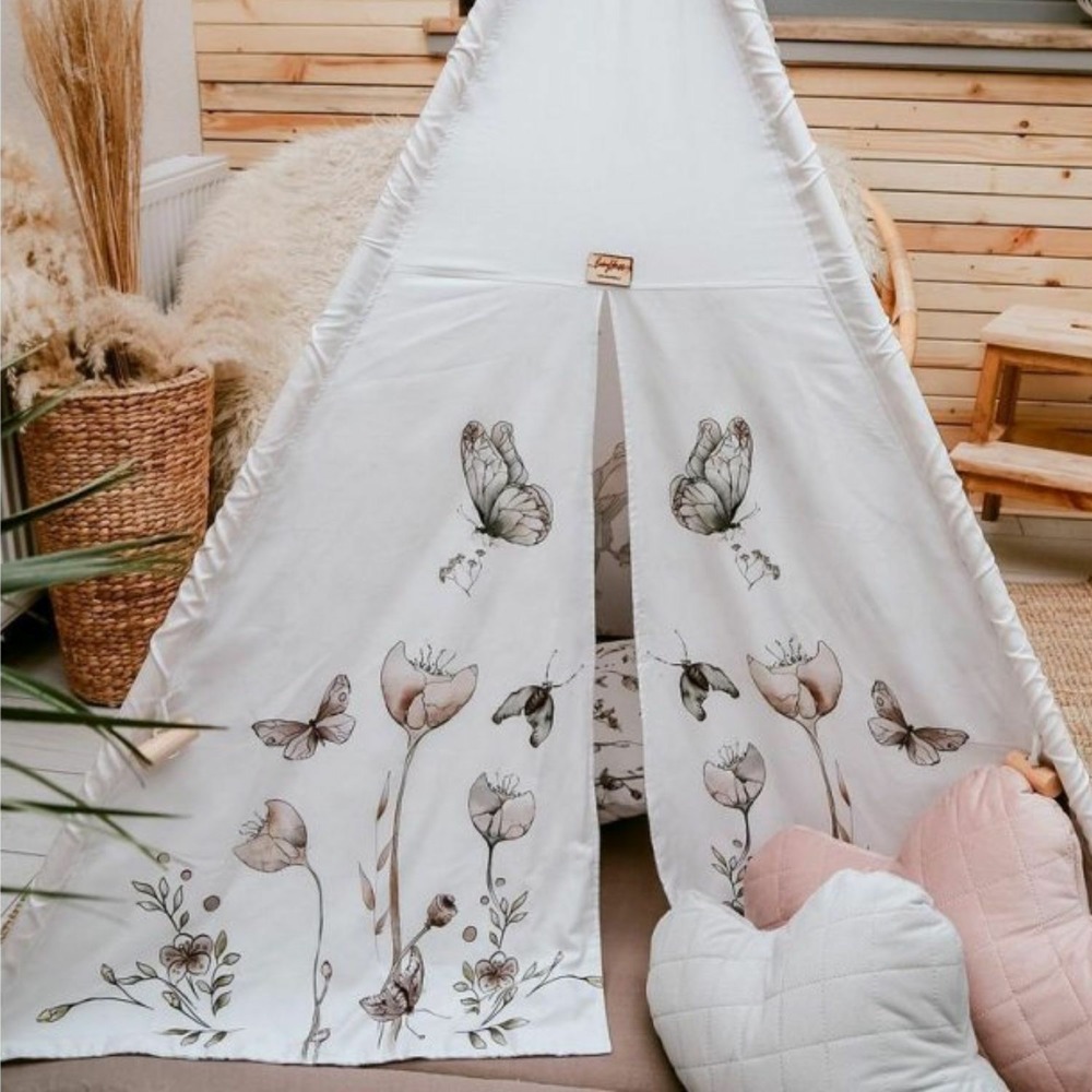 Tipi enfant nature avec coussins