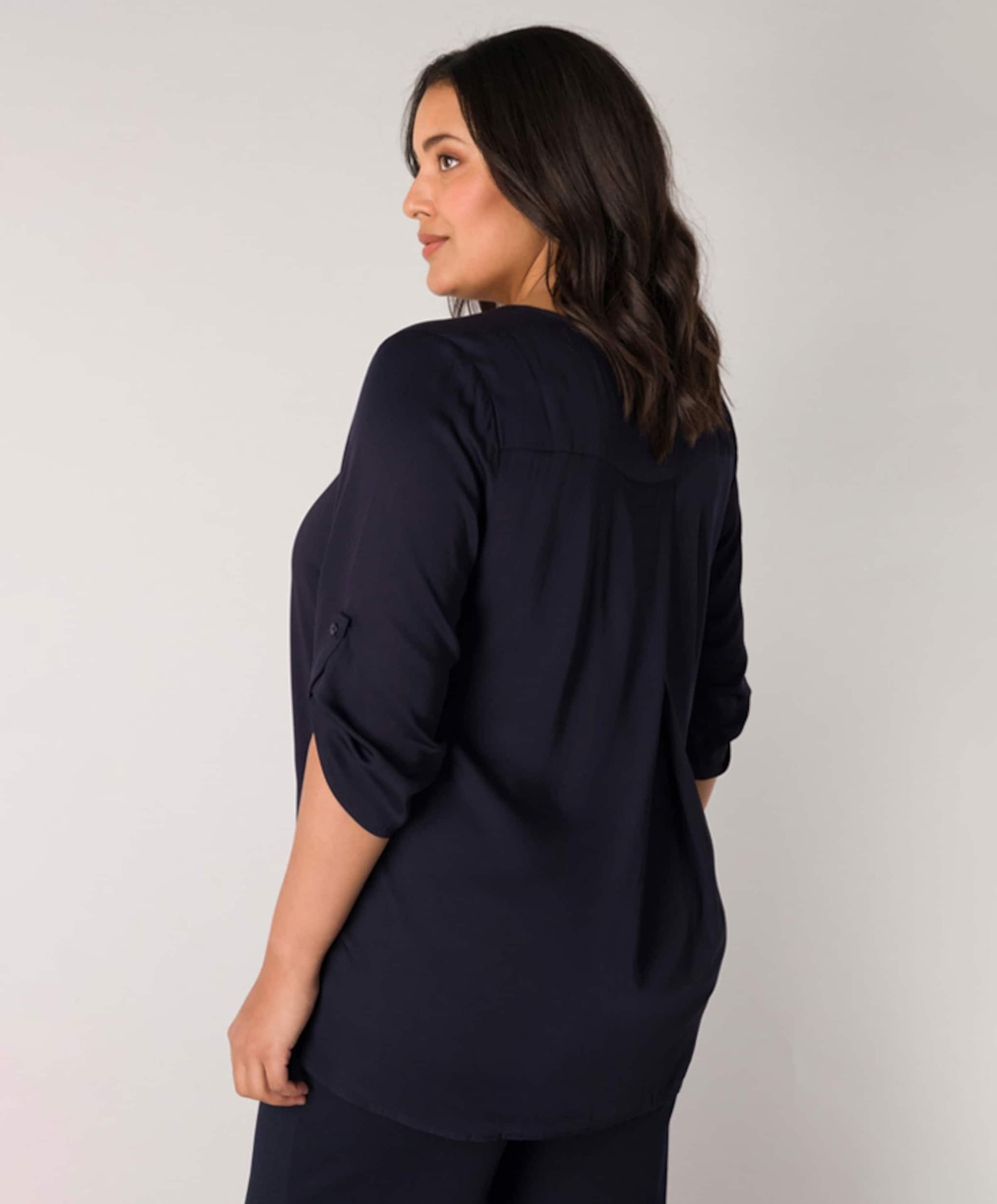 Base Level Curvy Dames blouse blauw