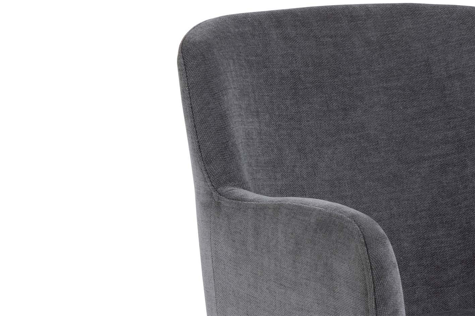 Karen spisestol I tekstil Dark grey. Med arm og matte sorte ben.