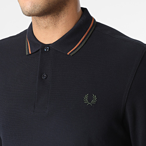 Polo Manches Longues Twin Tipped M3636 Bleu Marine