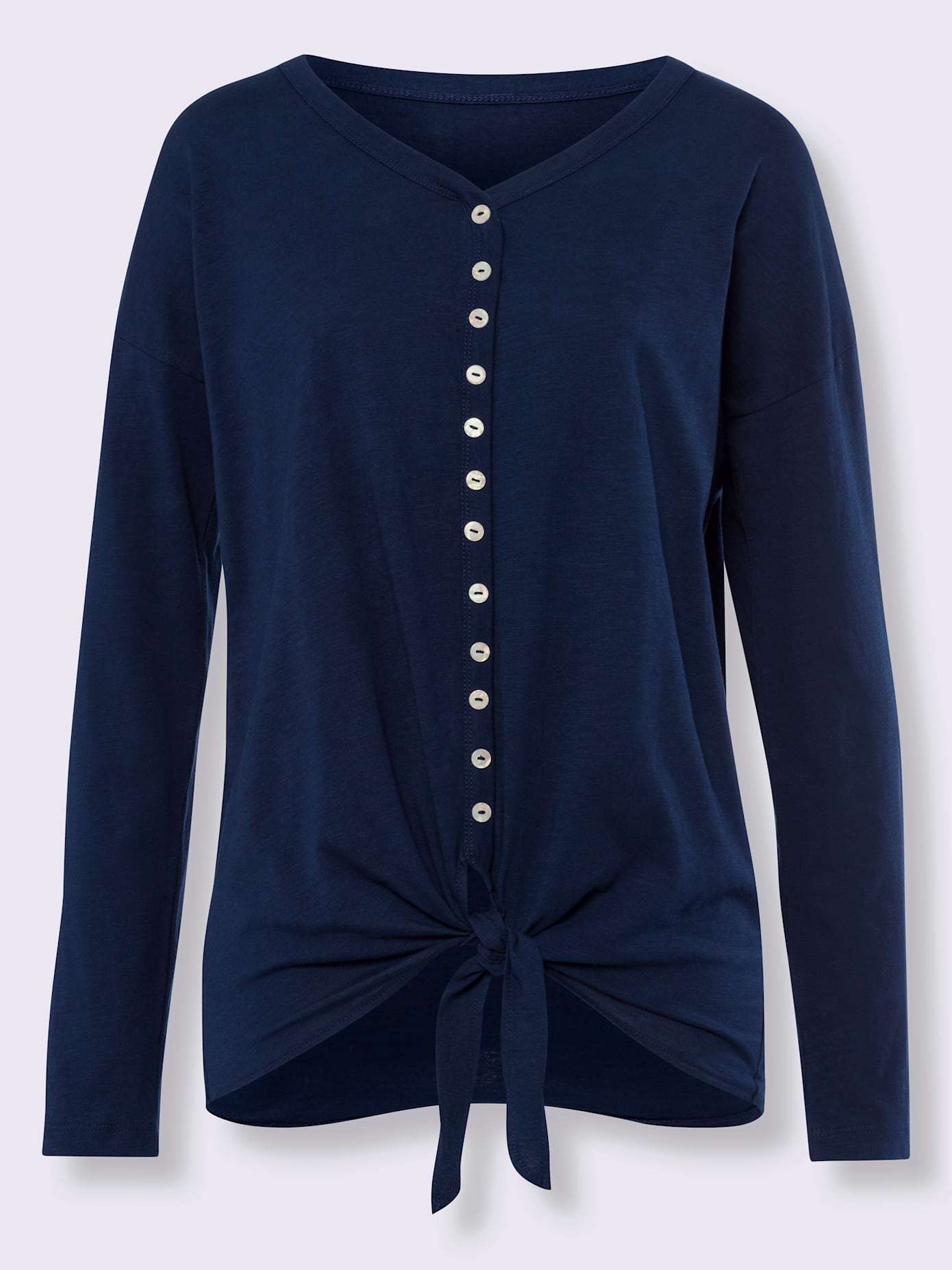 T-shirt encolure en v avec patte de boutonnage décorative