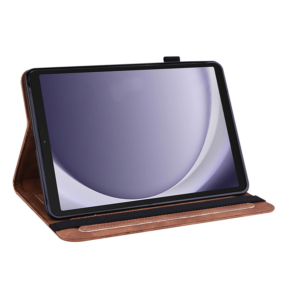 Samsung Galaxy Tab A11 / A9 Leder Tasche Flip Cover Butterflies Imprint   S-Pen Halterung - Braun