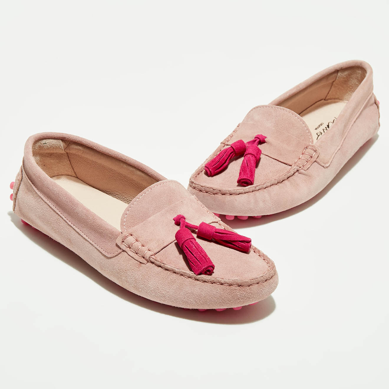 Flavio Création Mocassins en Velours de Cuir Malena rose clair/fuschia/rose