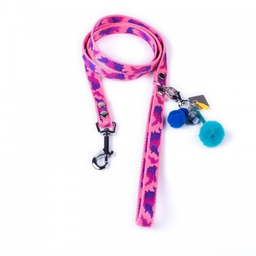 Coleira para cães Lucky Grey Camouflage, rosa