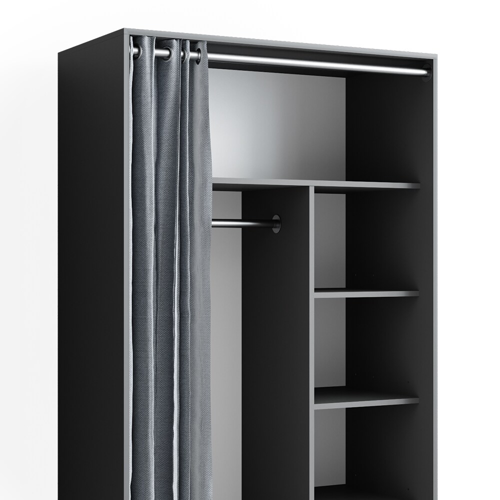 Vicco mobiler Kinderkleiderschrank Dielenschrank Garderobe Doros Grau modern 100 x 168 cm offen rollbar