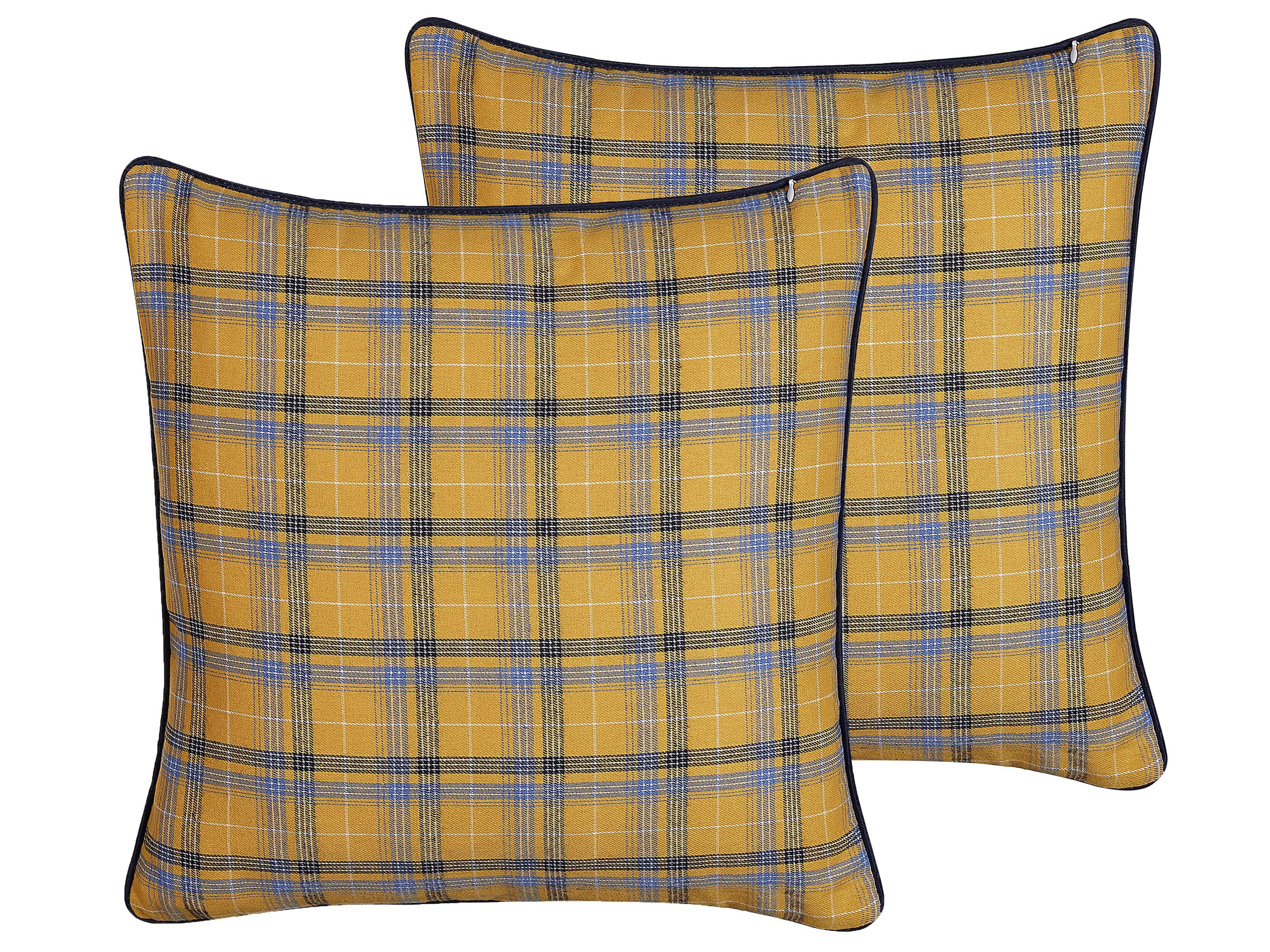 Set van 2 sierkussens DICENTRA 45 x 45 cm Geel geblokt patroon