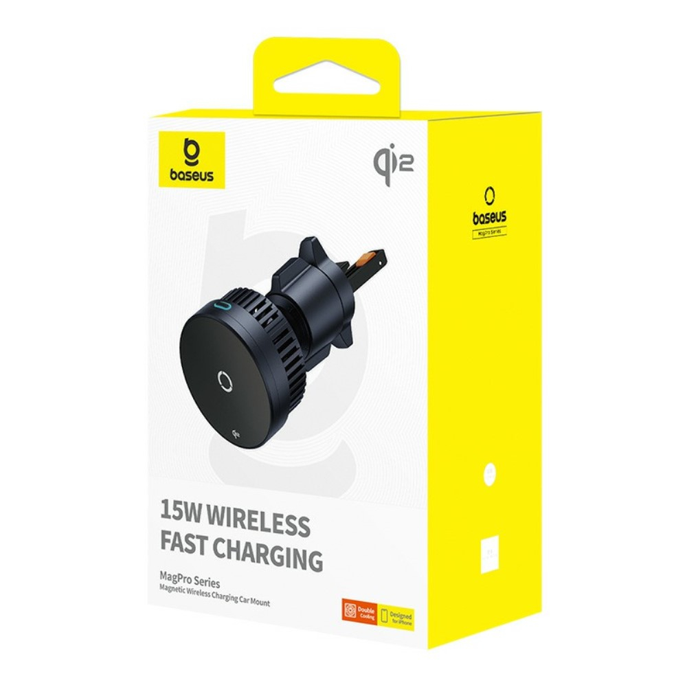 (15W) Magnetische MagPro Qi2 Wireless Charger Auto KFZ Smartphone Halterung für Lüftungsgitter Air Frame - Schwarz