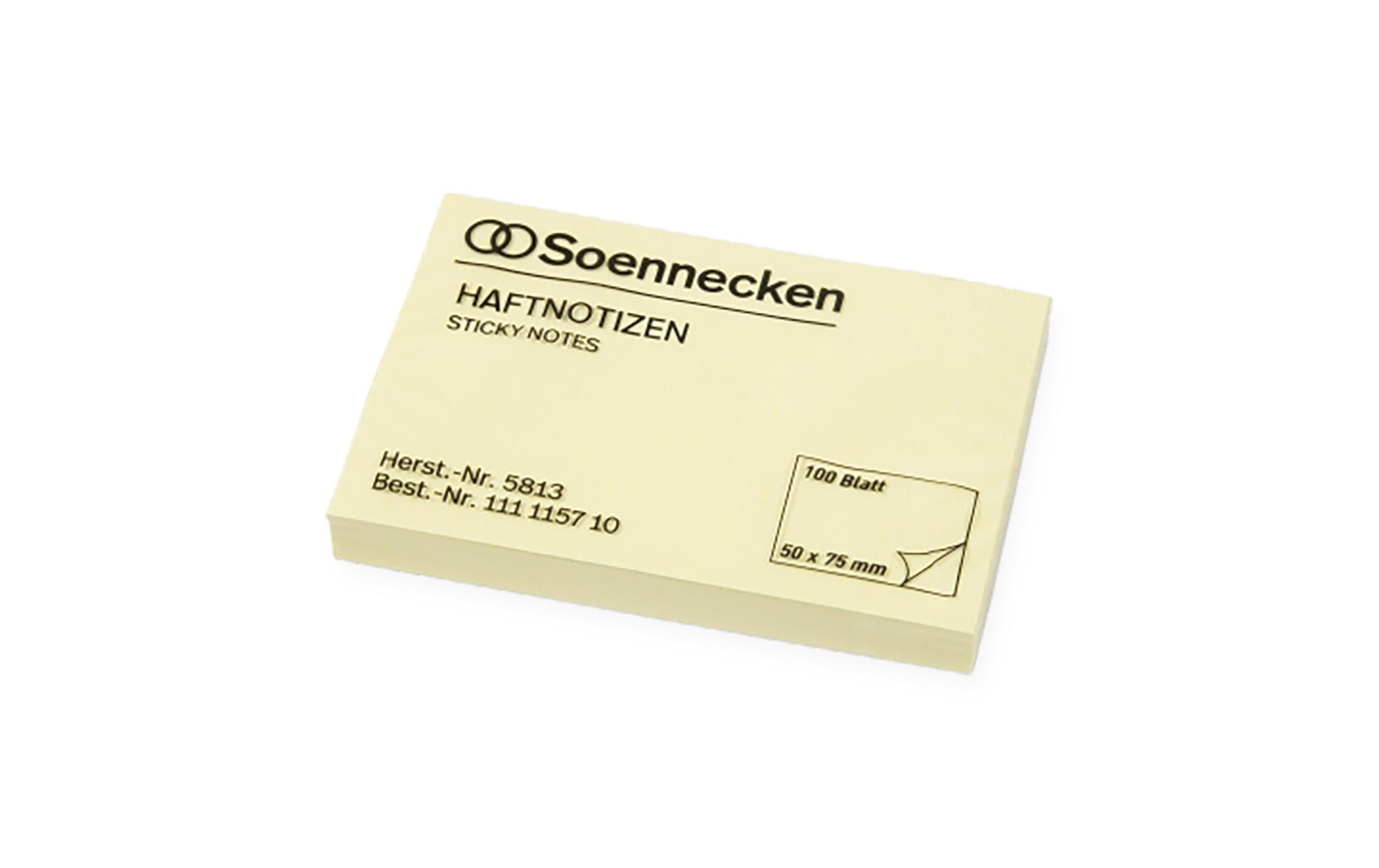 Notizzettel 7.5 x 5 cm, 12 Stück à 100 Blätter, GelbSelbstklebende Haftnotizen