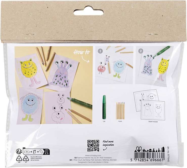 Creativ Company Mini DIY Kit Farvelægning, Monster,