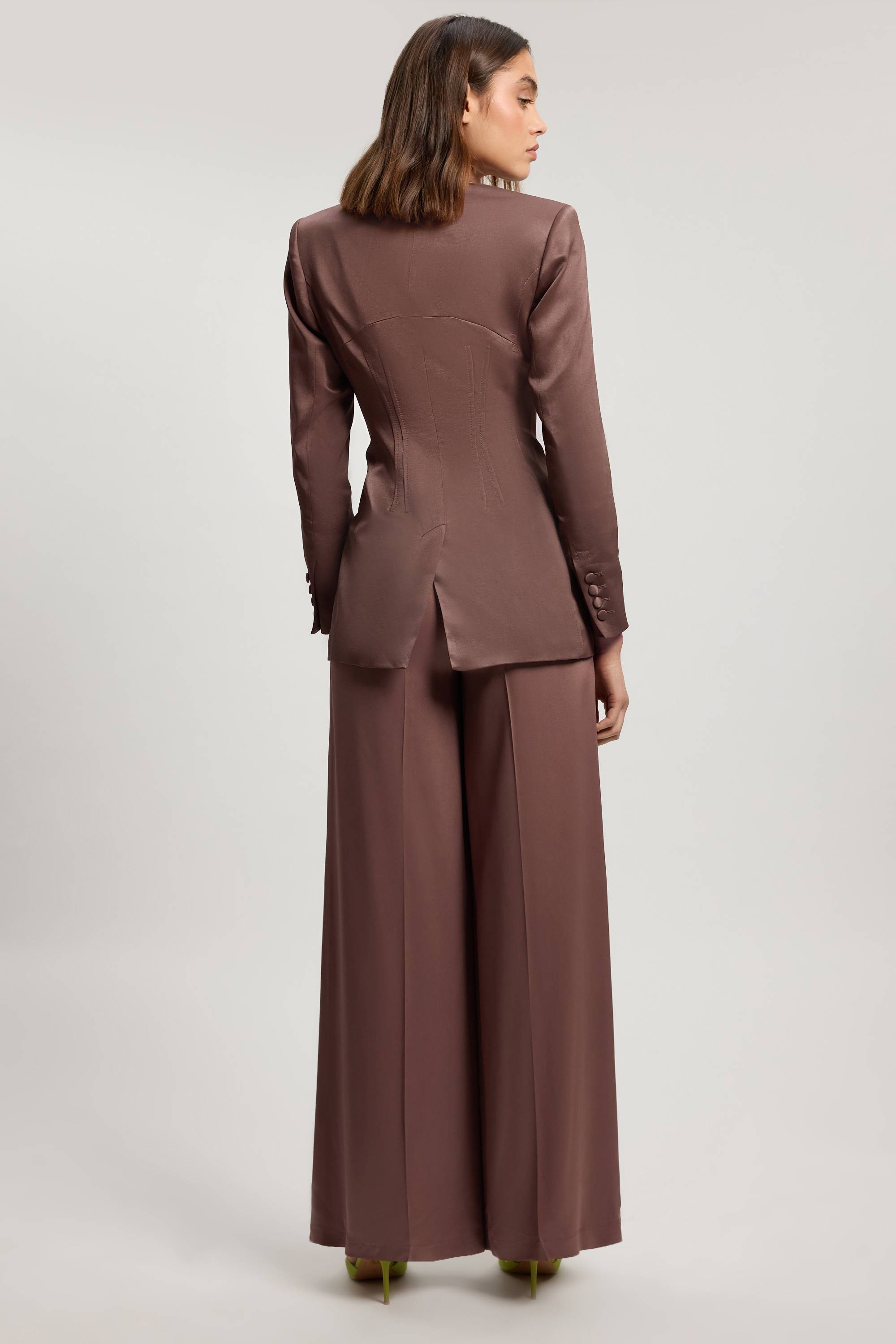 KarenMillen Pantalon Évasé Ajusté En Viscose Satinée