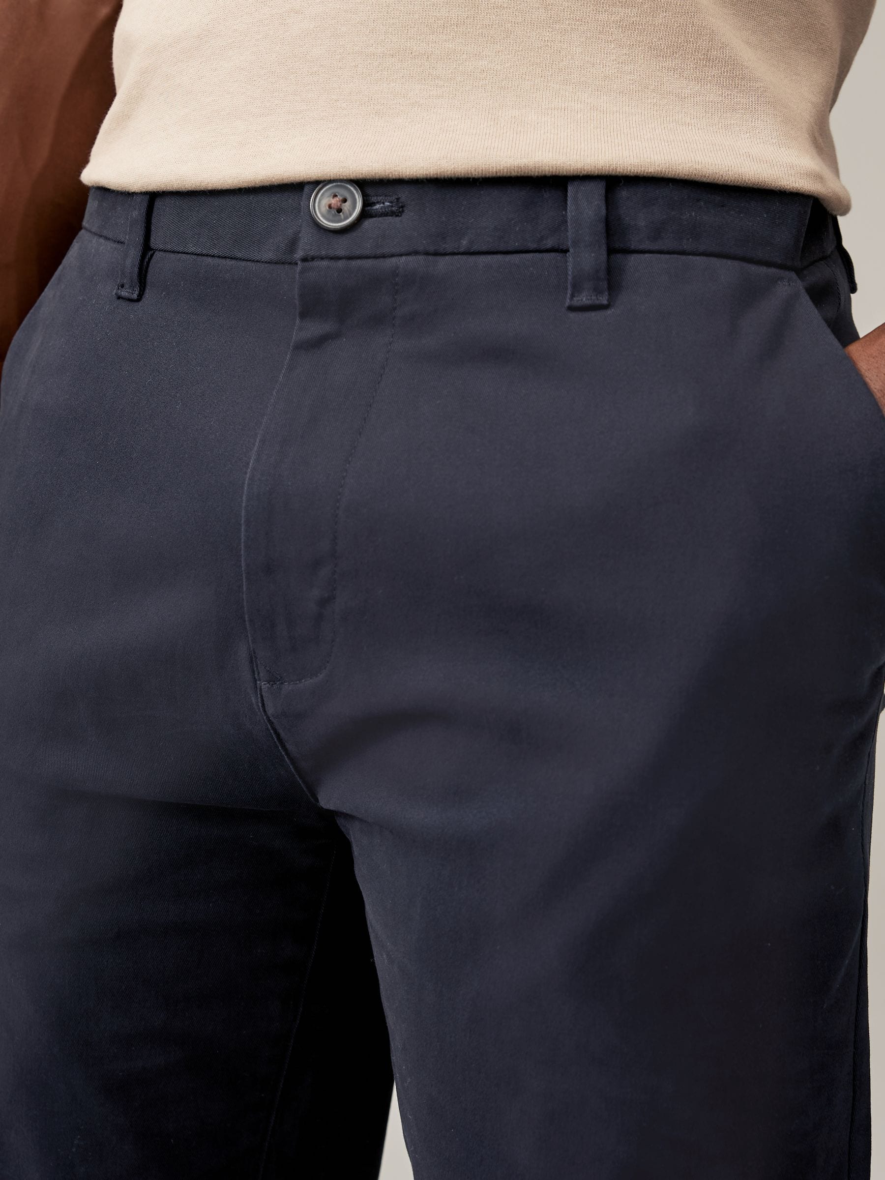 Donkerblauw - Slim Fit - Stretch chino's verpakking van 2