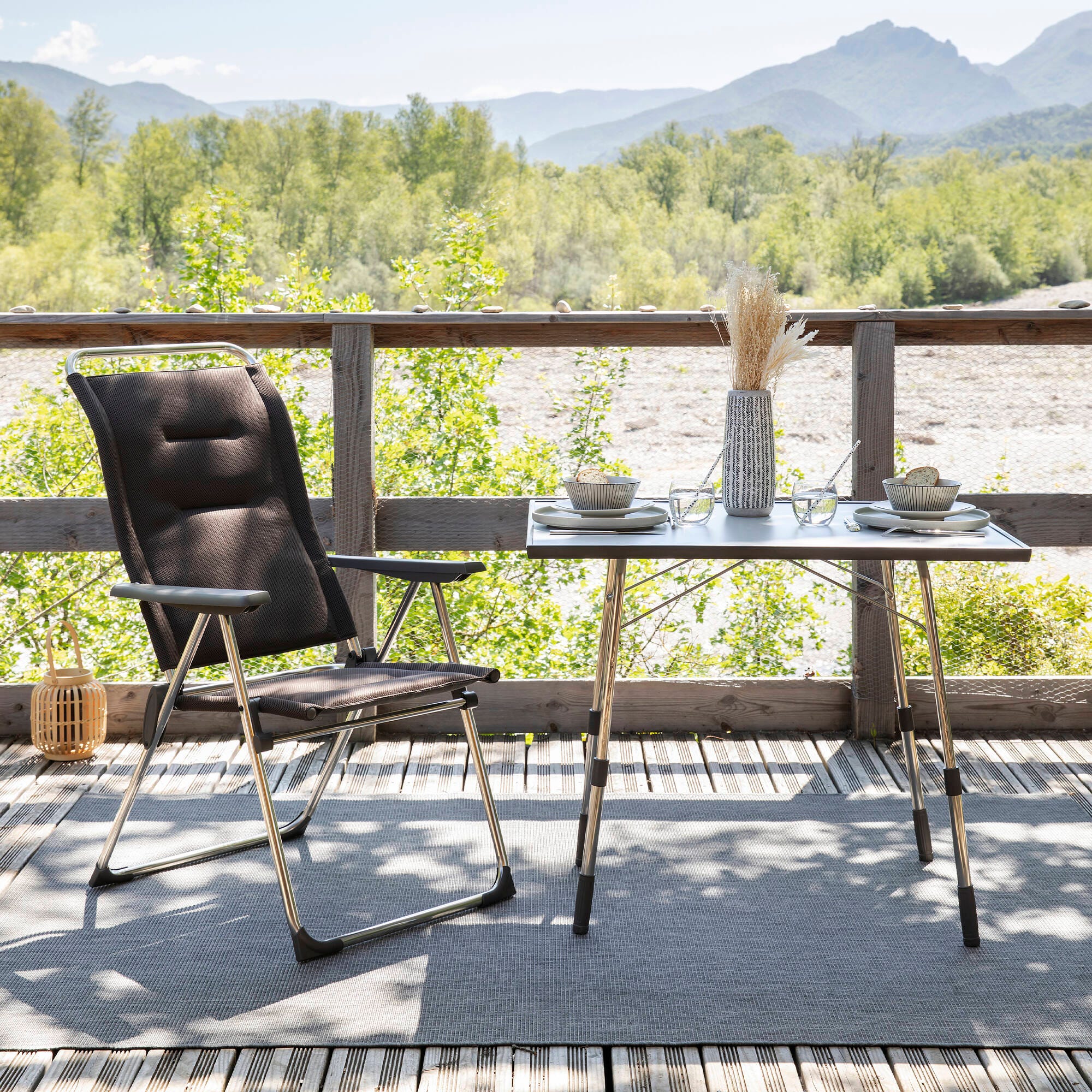 Gepolsterter Mehrpositions-Campingsessel Alu Cham AirComfort® Braun Taupe