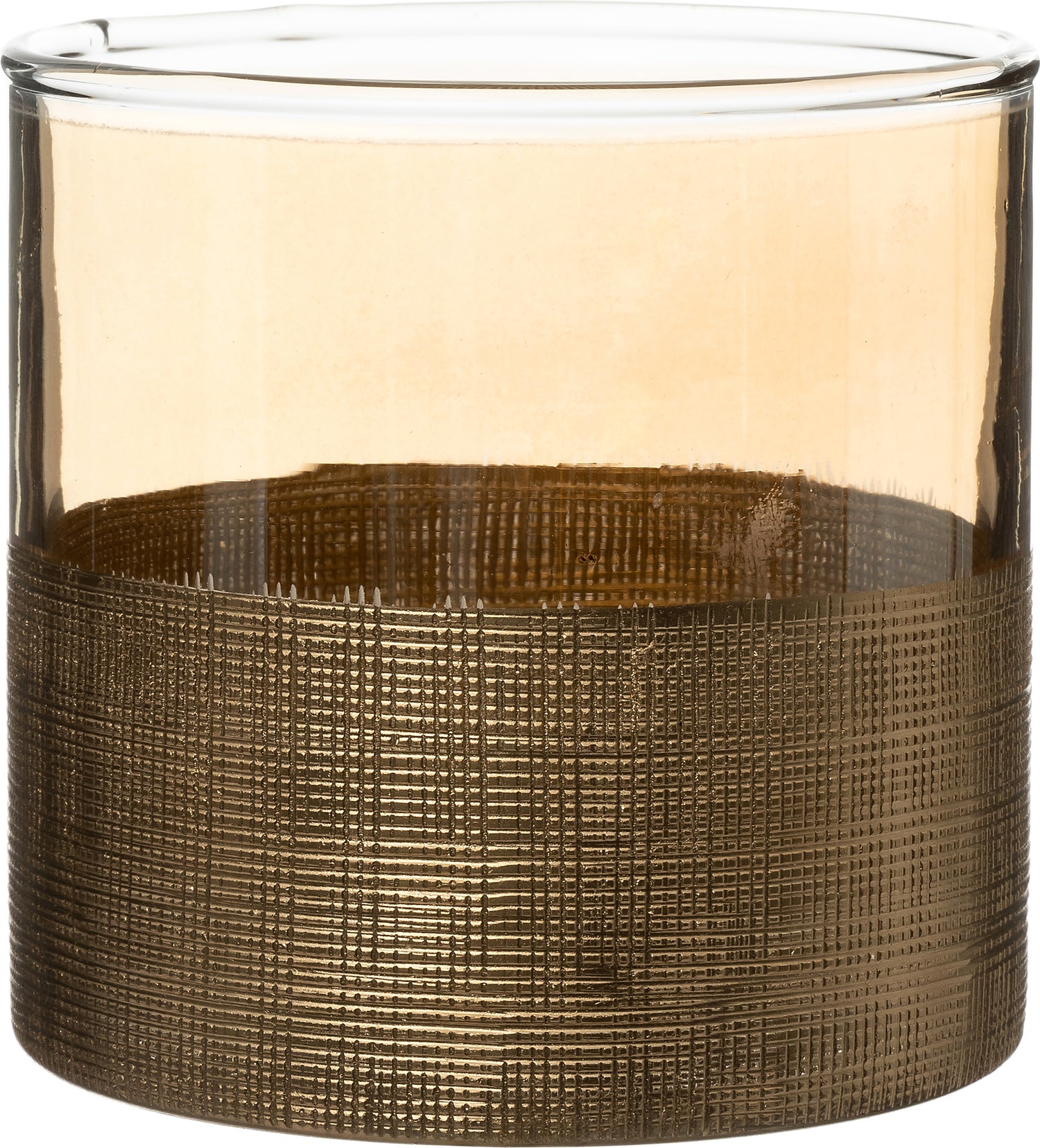 Intratuin waxinelichthouder Vera bruin / transparant D 9 cm