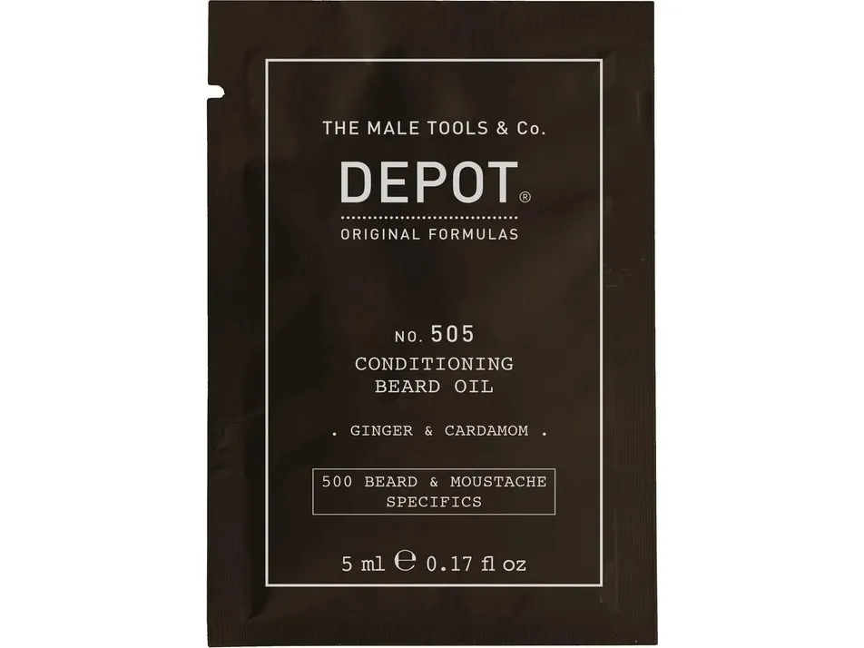 Depot, 500 Beard & Mustache Specifics No. 505, Beard Oil, Ginger & Cardamom, For Shine & Softness, 5 ml For Men