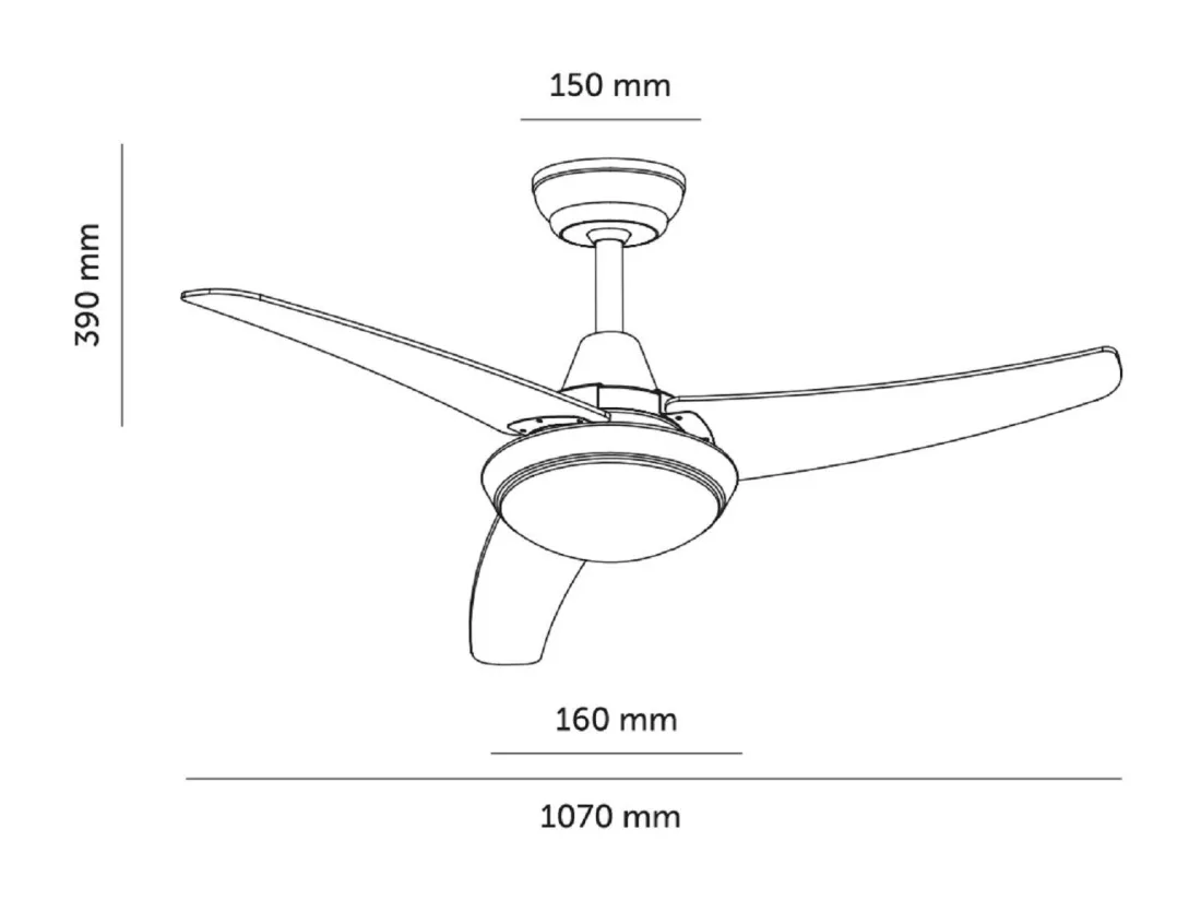 Ventilateur de Plafond Silencieux Neil Bois 107cm Moteur DC WiFi Argent