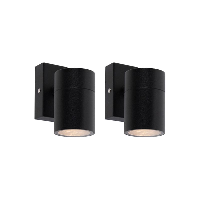 Set van 2 buitenwandlamp zwart RVS IP44 - Solo