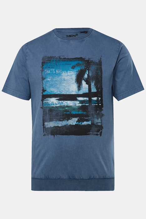 Men+ T-Shirt, Halbarm, Bauchfit, Frontdruck, Vintage Look, bis 84/86
