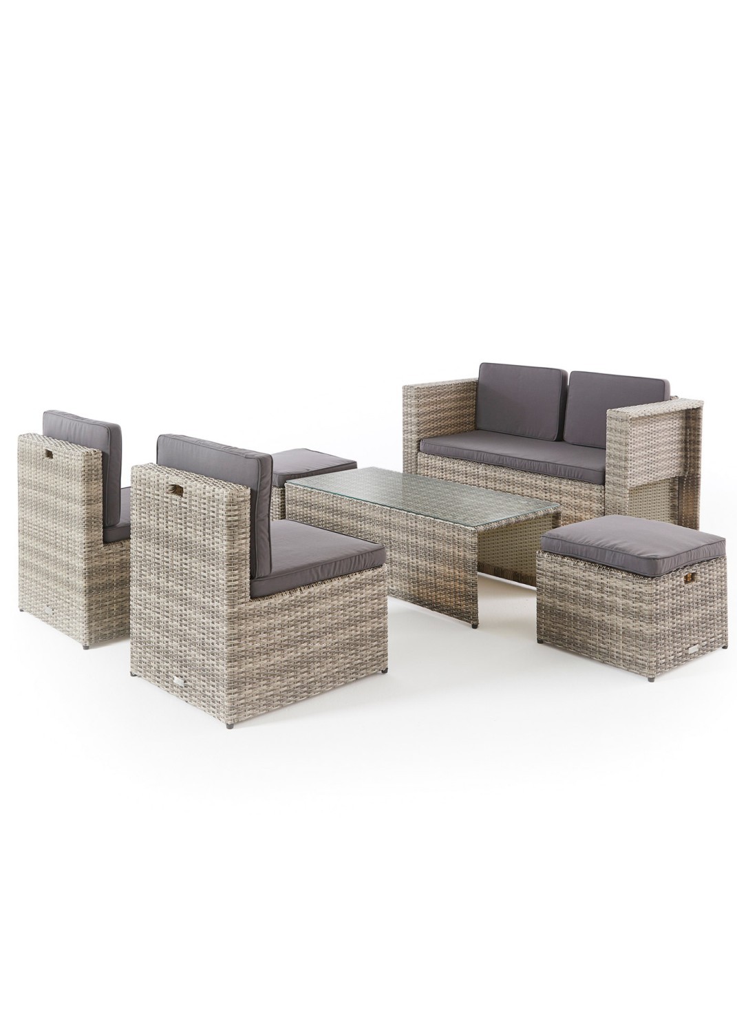 Lounge-Set - grau-anthrazit - für 6 Personen - inklusive Kissen