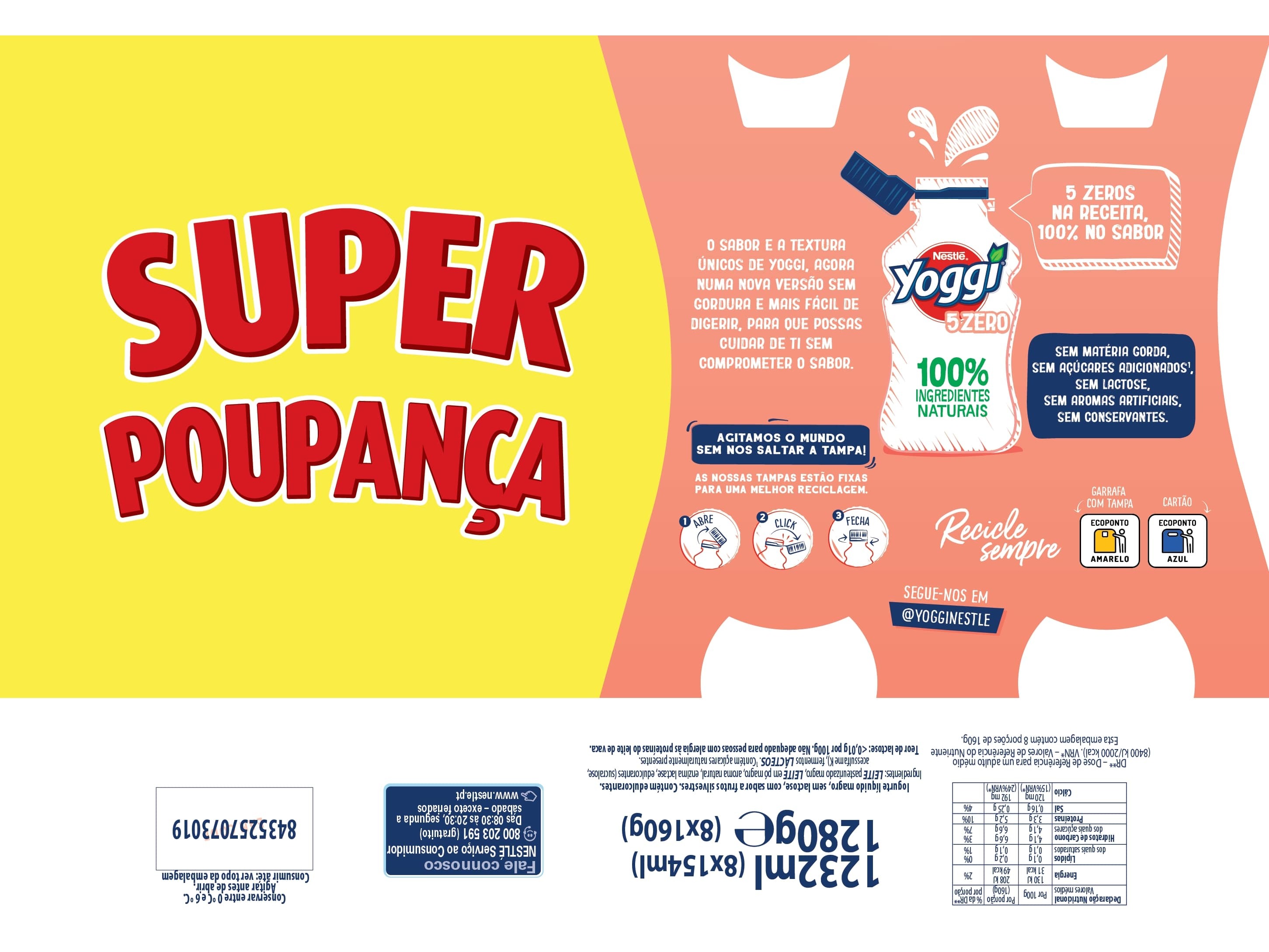 IOGURTE LIQUIDO YOGGI 5ZERO FRUTOS SILVESTRES 8X160G