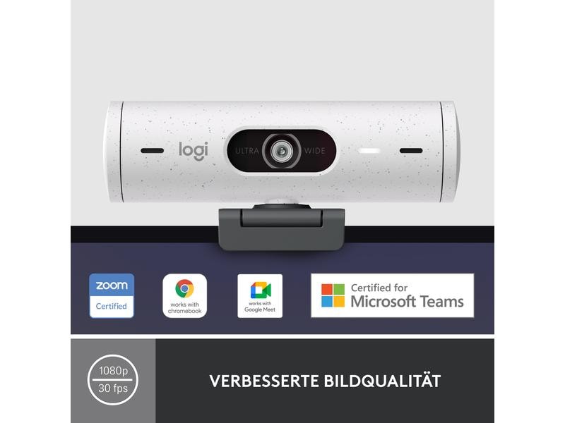 Logitech Webcam Brio 500 Weiss Full HD-Webcam mit RightLight 4 und HDR