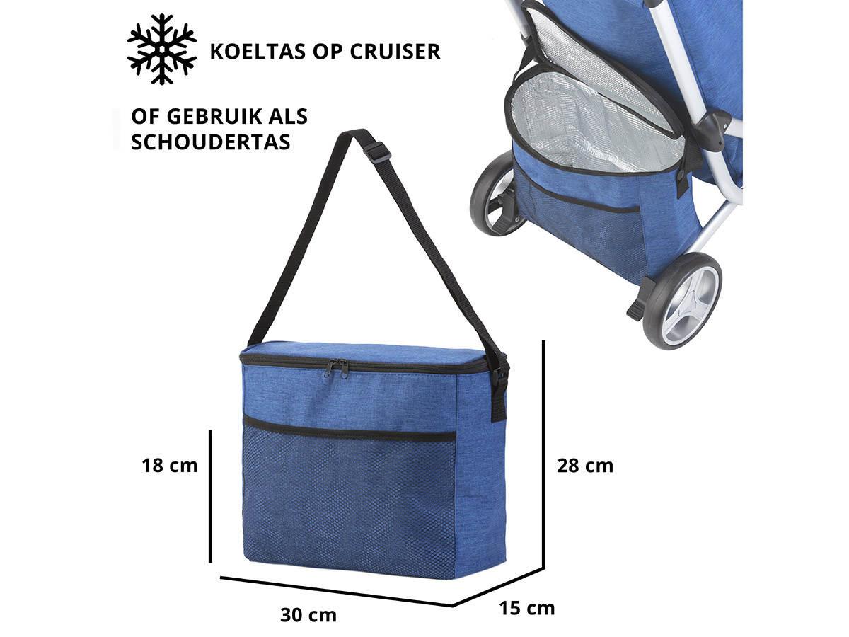 Cruiser 3-Wheel 58 liter boodschappentrolley met koeltas - Blue