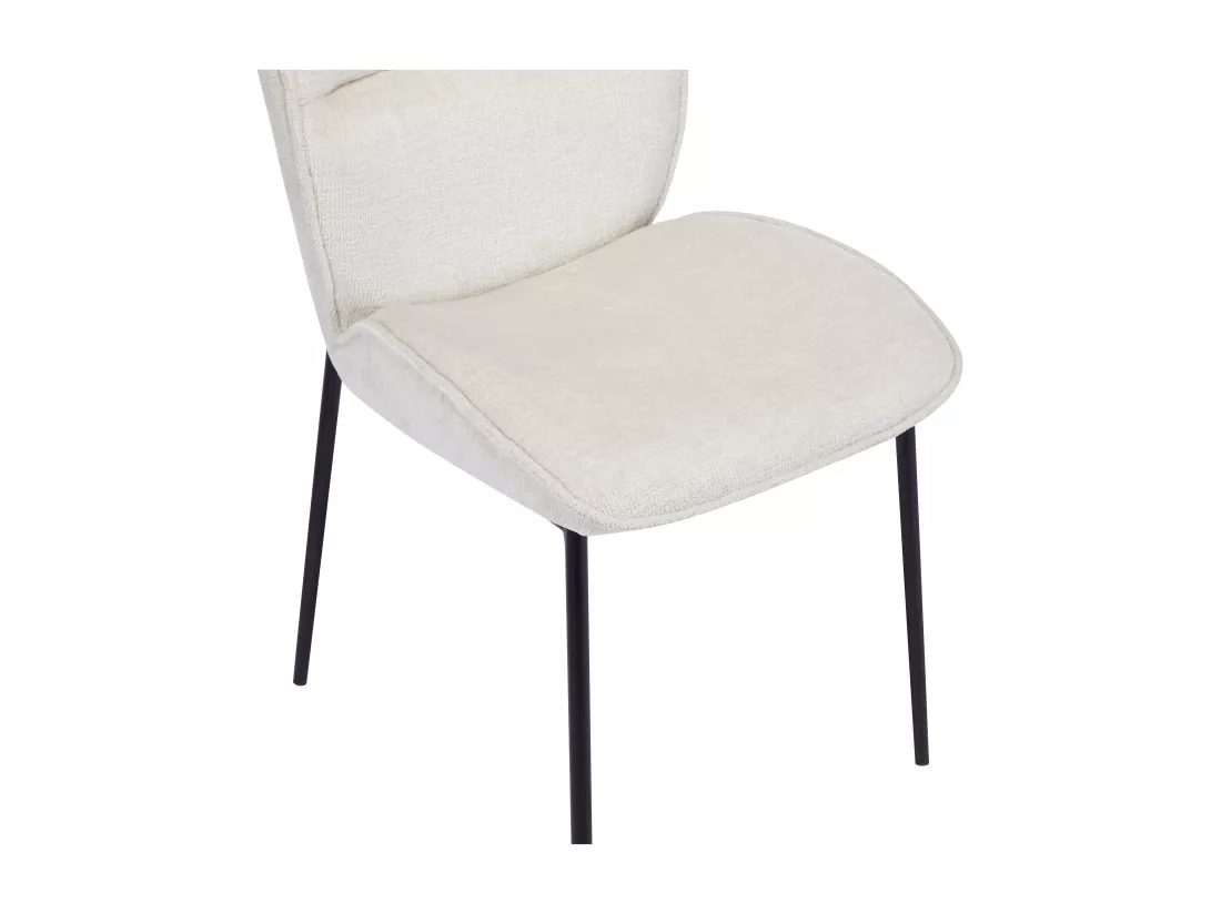 Lot de 6 chaises en tissu texturé et métal noir - Crème - TIANIVA