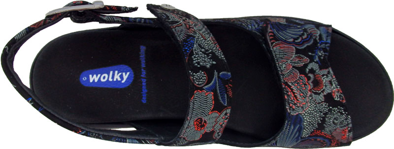 Wolky Sandale Santorini schwarz/blau