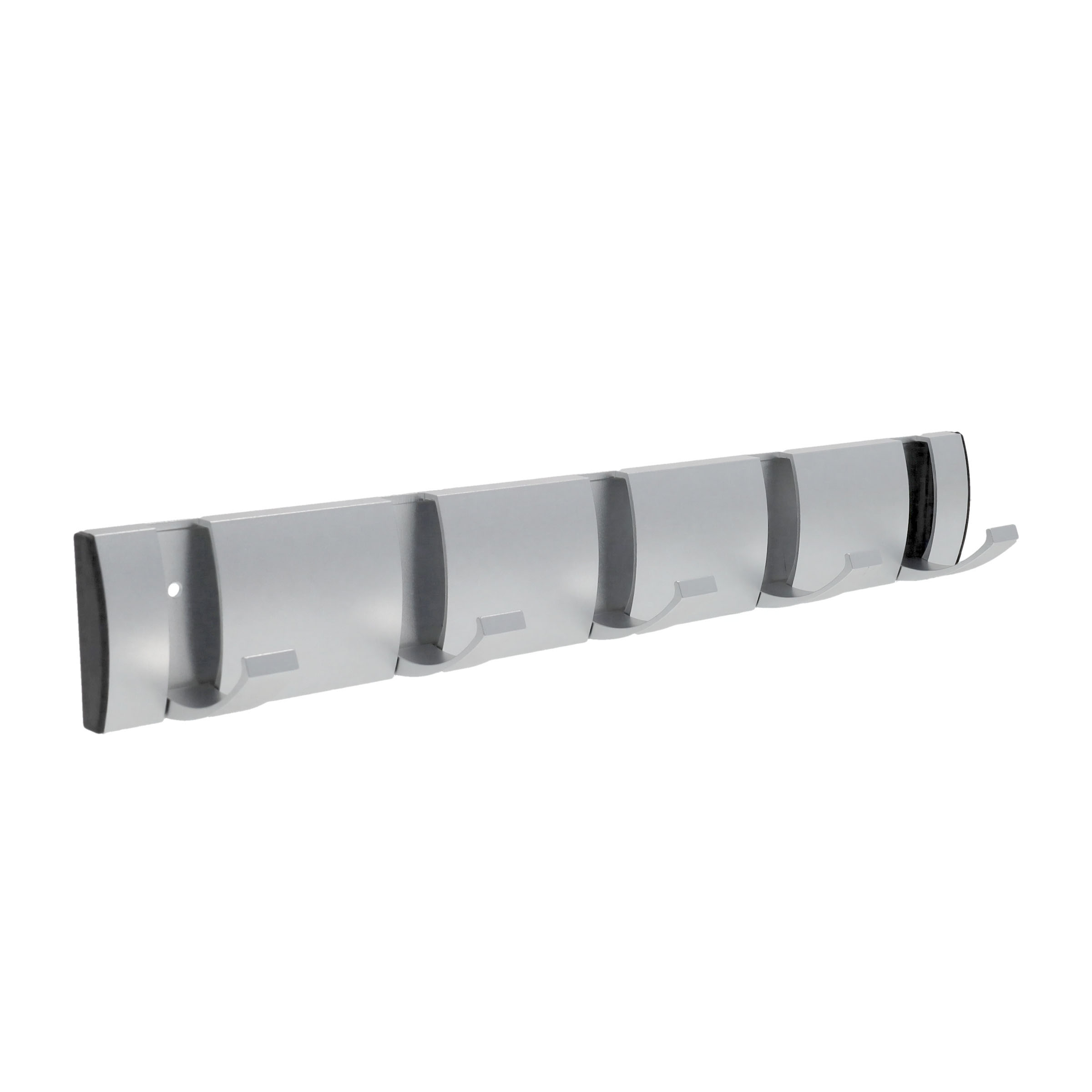(405x60mm) Aluminium Wand Garderoben Leiste 5-facher Universal Kleiderhaken mit Beweglichen Haken - Silber