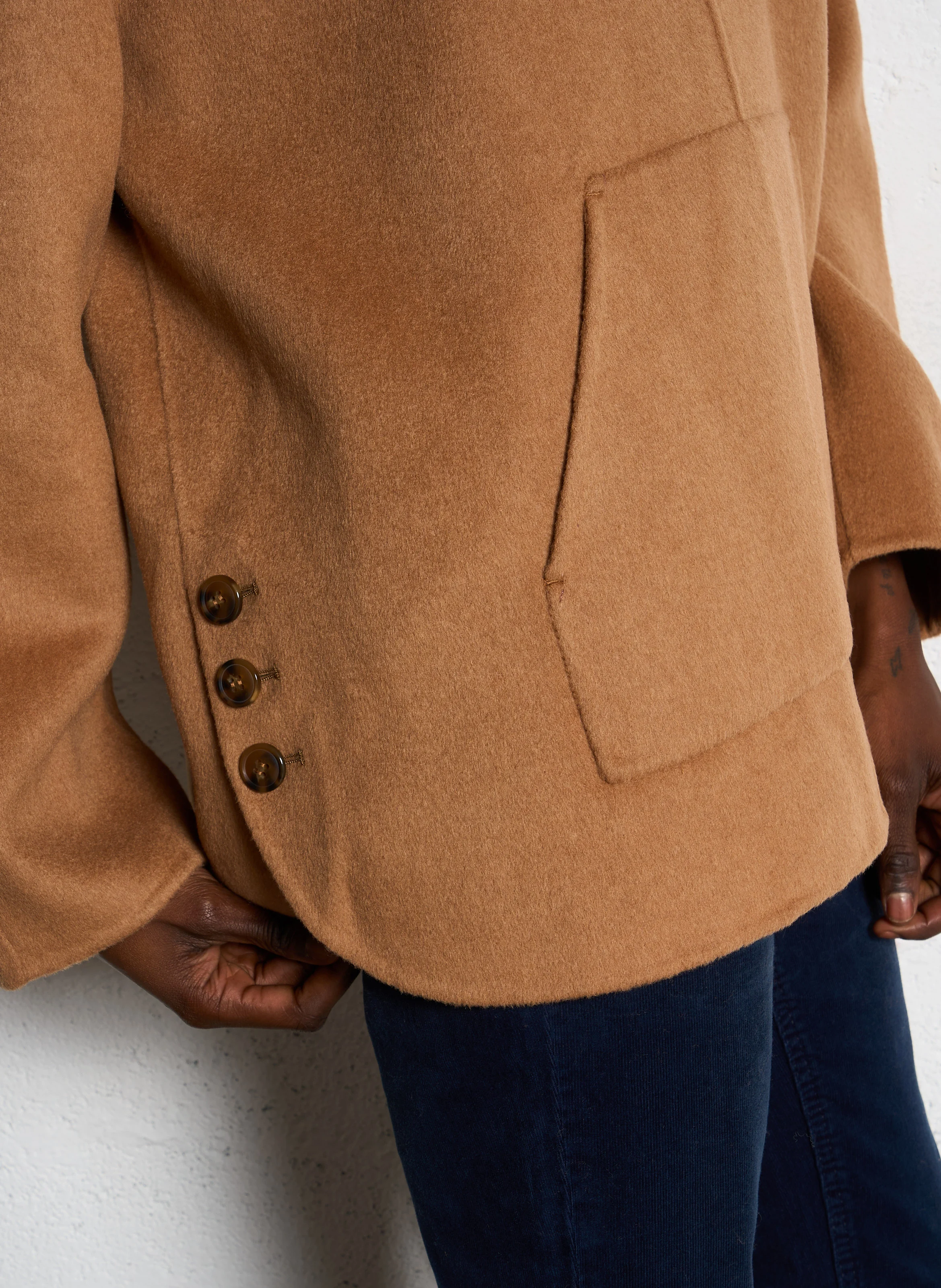 ALBIN - Cape ample en laine mélangée| Beige