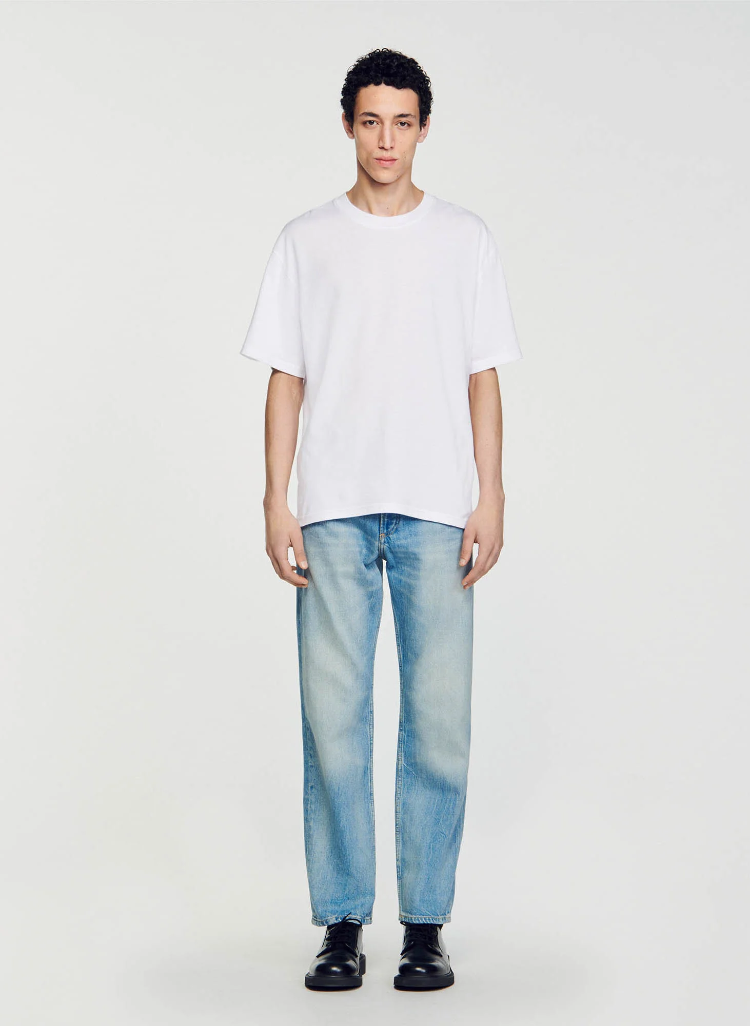 Tee-shirt oversize col rond en coton | Blanc